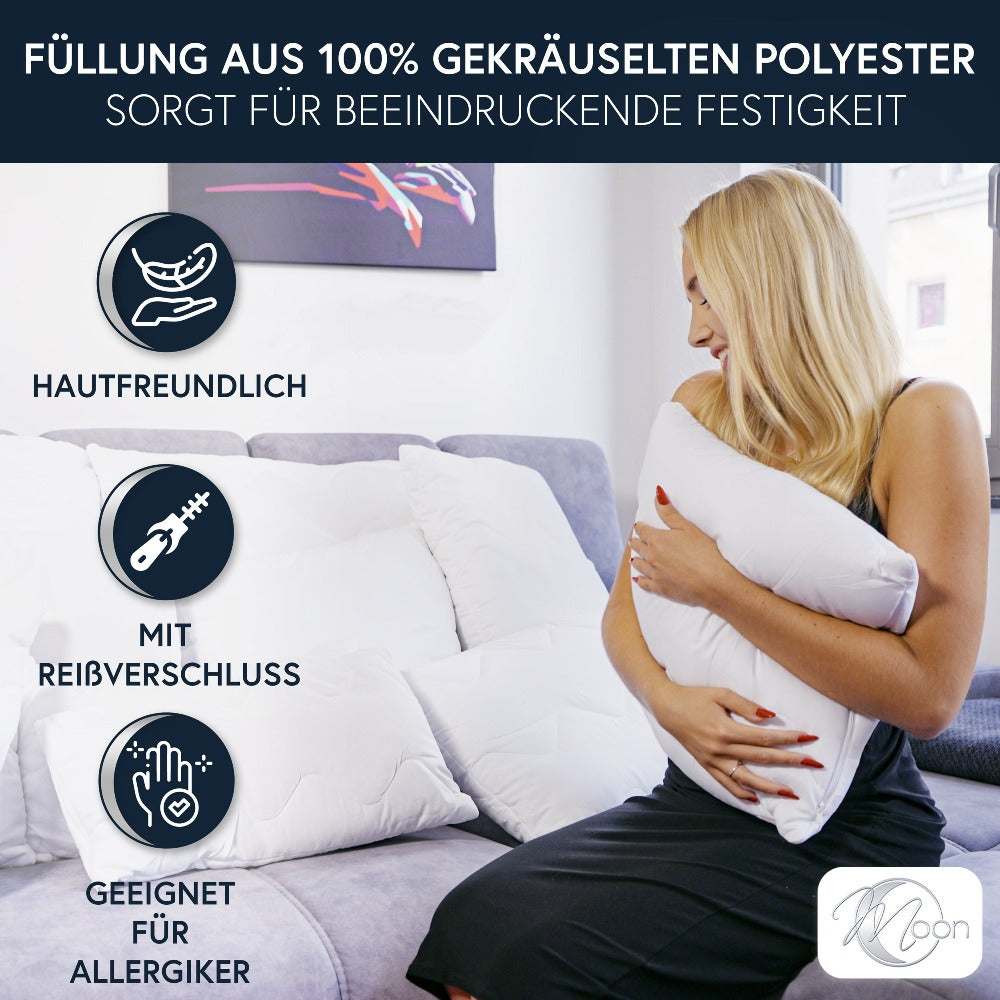 MOON Feeling 4er Pack Füllkissen versteppt Innenkissen Sofakissen extra fest mit Reißverschluss 95° waschbar – Premiumshop321