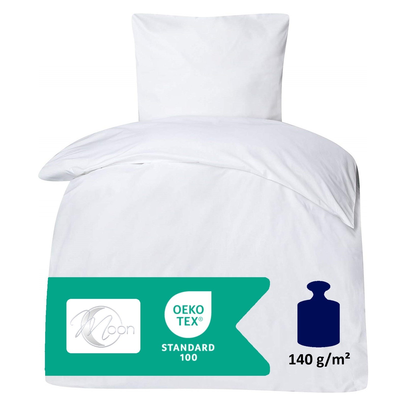 Moon - 2er Pack Hotelbettwäsche, Kissenbezug Linon weiß - Serie Classic mit Hotelverschluss - 100% Baumwolle
